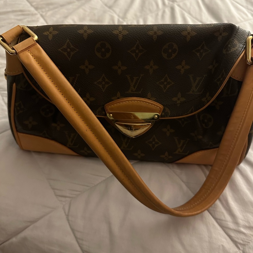 Louis Vuitton “BEVERLY MM” Brown and Tan Women's Bag
